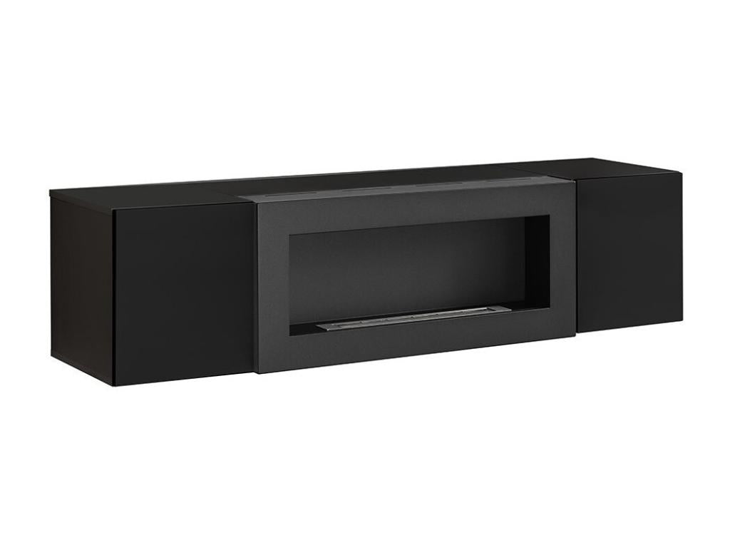 FLY M1 collection wall-mounted furniture set with decorative fireplace - Black. AXVQ60135