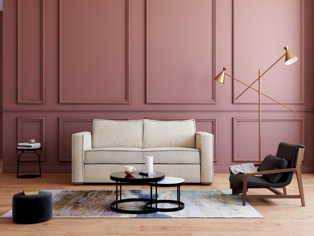 Laviecasa 3-seater express convertible sofa in beige corduroy - Sleeping area 140 cm wide - Mattress 22 cm Laviecasa ITDY63414