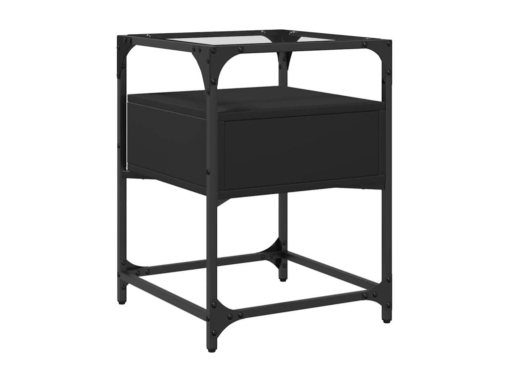 Black bedside table 40x40x55 cm engineered wood PCTQ14630