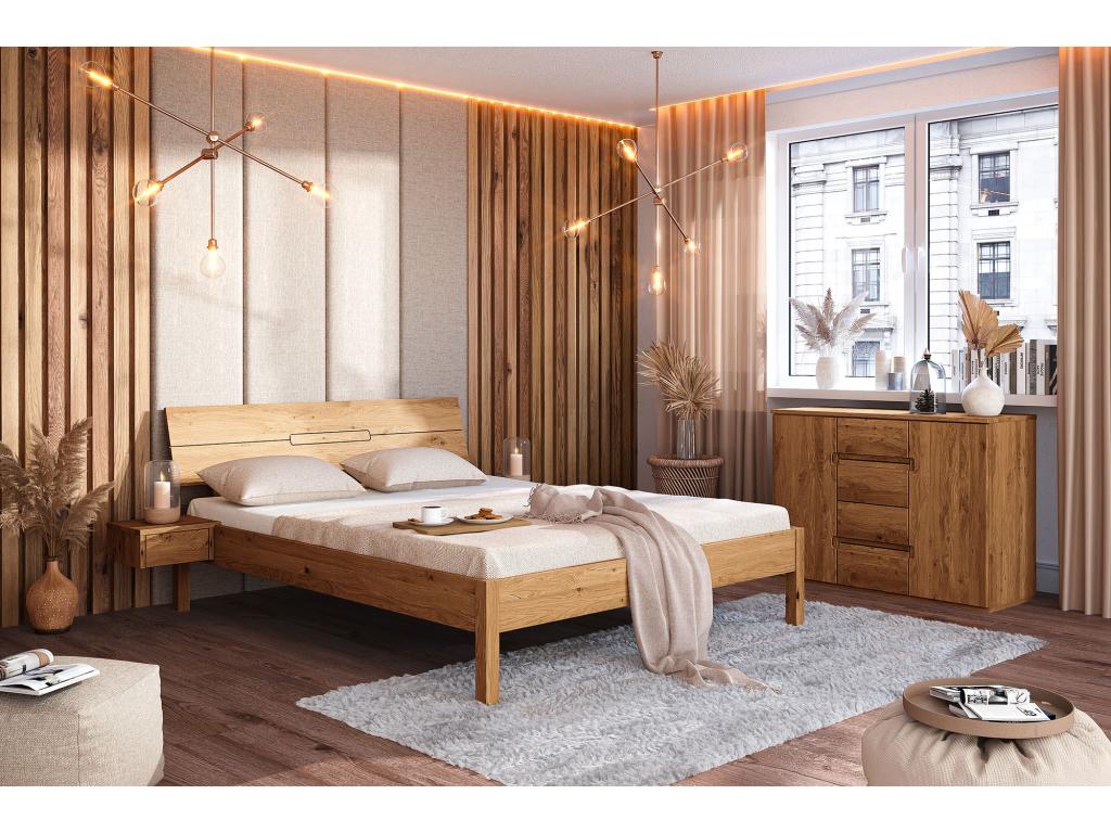 VENTO - Bed with headboard in natural oiled wild oak wood 180x200 LTHO39657
