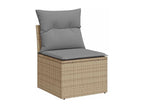 6-piece garden furniture set with cushions, beige woven resin