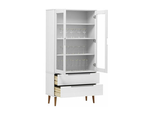 Laviecasa White Display Cabinet 90x35x175 cm Solid Pine Wood QGVA66208