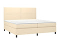 Upholstered bed base and mattress with LED lighting, Cream, 200x200 cm, Fabric ULAJ45765