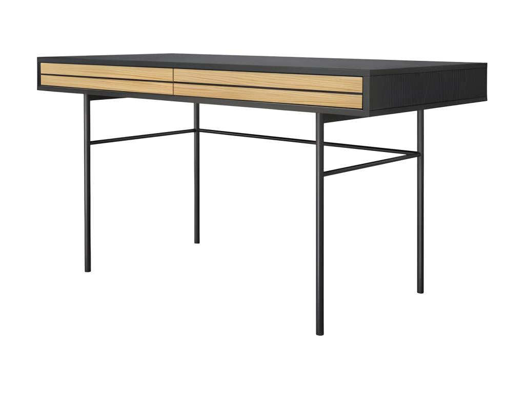 Meubiana 2-Drawer Wooden Desk 130cm Oak/Black