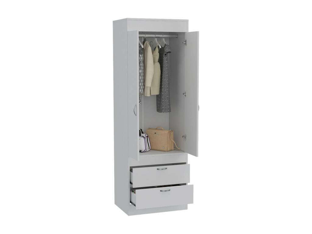 Laviecasa wardrobe with 2 drawers and hanging rail, 178.81 cm x 59.18 cm x 48 cm, White, UJJF66663
