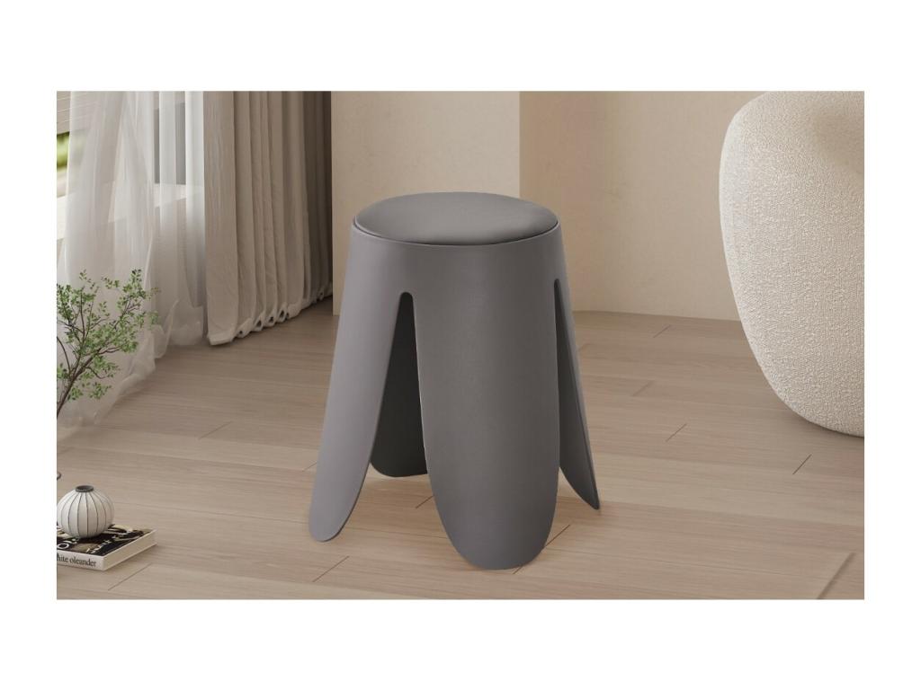 The Meubiana stool in grey, thanks to its unique design, adapts to all types of living rooms.