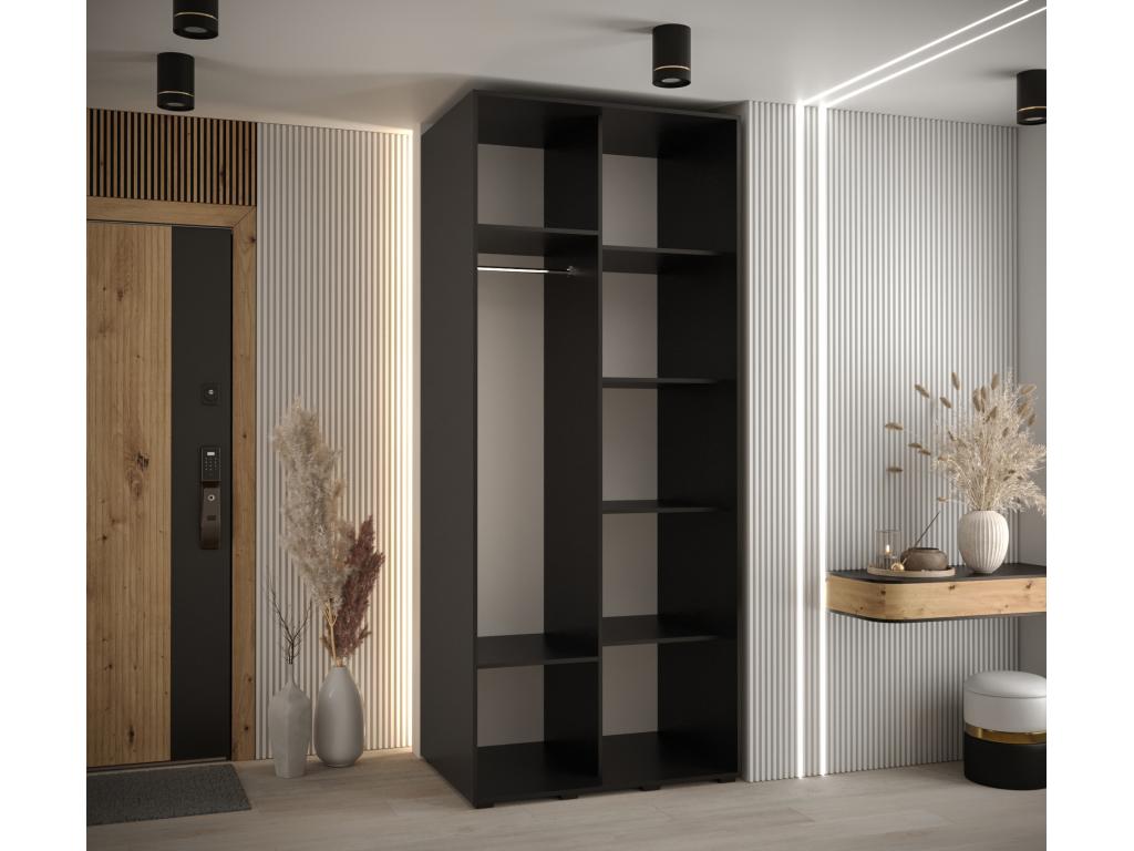 Meubiana 5 Sliding Door Wardrobe 235.2/110/60 2 Doors Black/White/Black