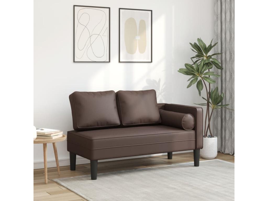 Meubiana Premium - Chaise longue with brown faux leather cushions