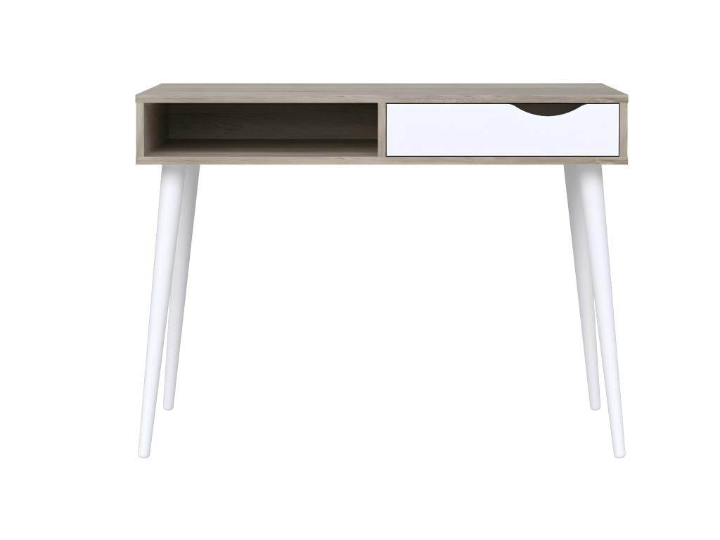 Melamine desk in oak/white effect - Length 100 x Depth 50 x Height 75 cm