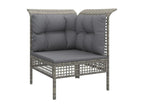 7-piece garden furniture set with cushions, grey woven resin