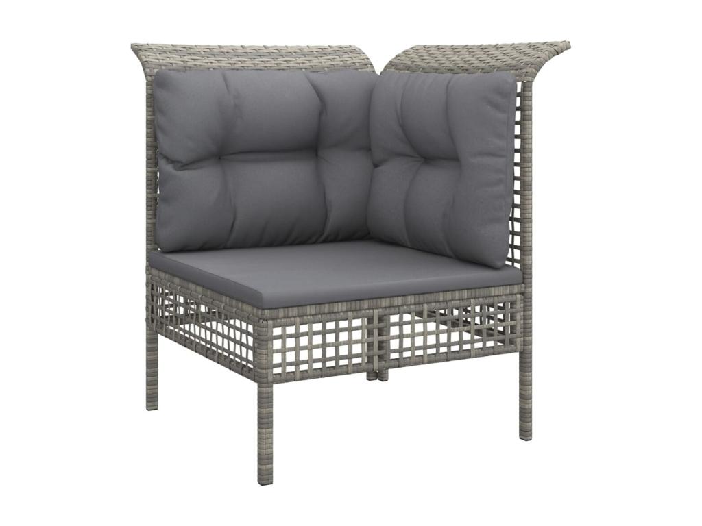 7-piece garden furniture set with cushions, grey woven resin