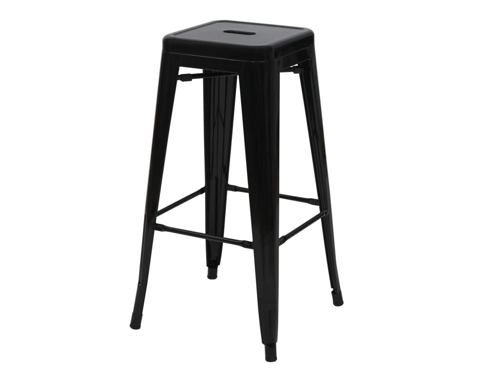 2x Meubiana-A73 bar stools, stackable industrial design metal counter chairs - black