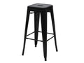 2x Meubiana-A73 bar stools, stackable industrial design metal counter chairs - black