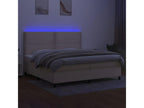 Upholstered bed base and mattress with LED lighting, Cream, 200x200 cm, Fabric ULAJ45765