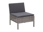 3-piece garden furniture set with cushions, grey woven resin