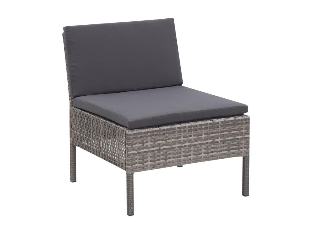 3-piece garden furniture set with cushions, grey woven resin