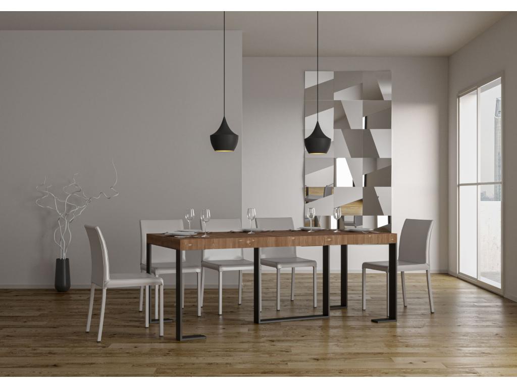 Extendable Console Table 90x40/190 cm Laviecasa Small Stained Fir with Anthracite Frame DFFS22581