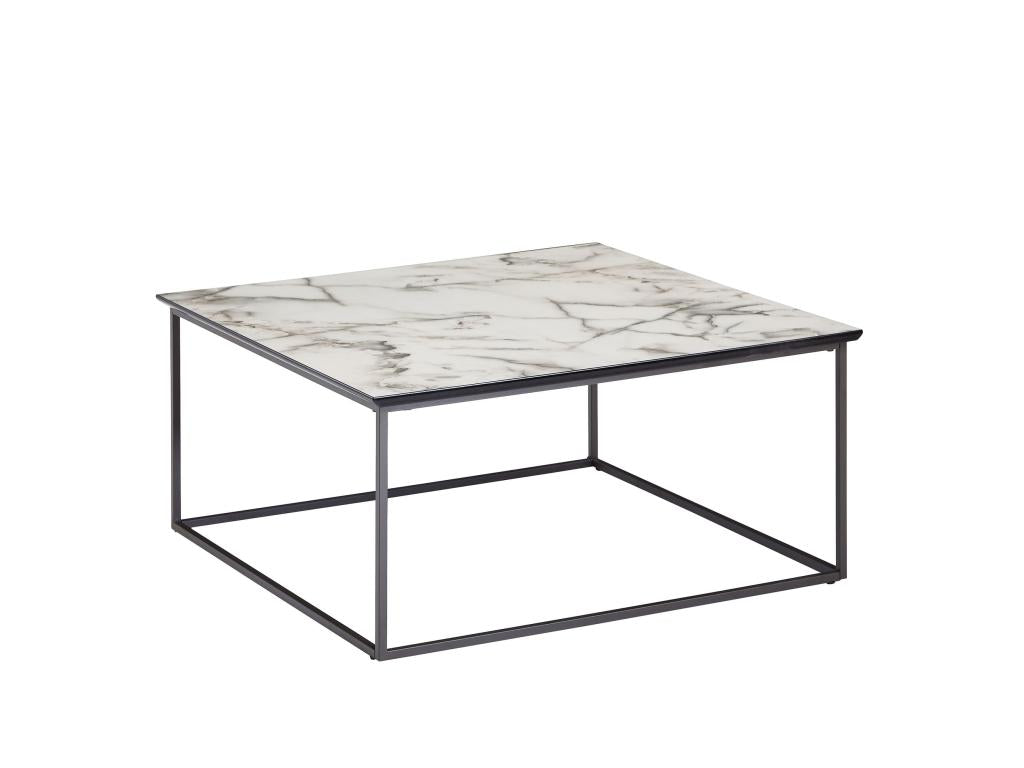 Marble Effect Coffee Table 80x38x80cm Modern Square Sofa Table MUZG68559