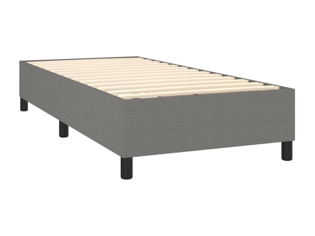 Upholstered bed base with mattress, dark grey, 100x200cm, fabric