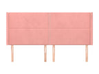 Headboard with wings, Pink, 163x16x118/128 cm, Velvet